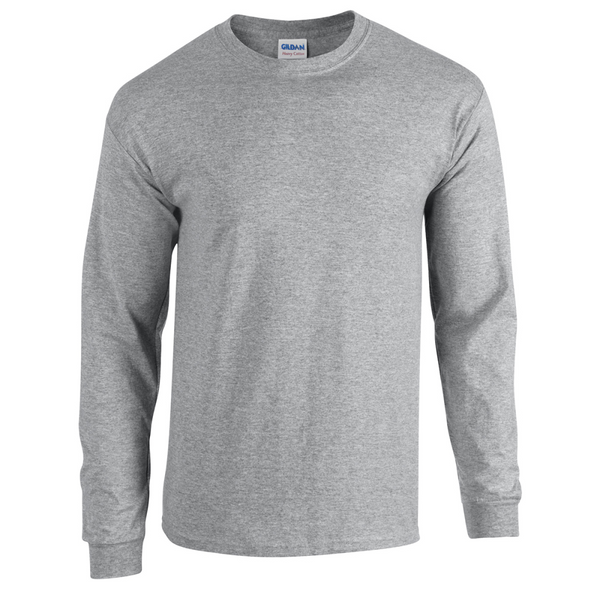 grey Gildan Unisex Long Sleeve Ultra Cotton T-Shirt - NextDayCustom